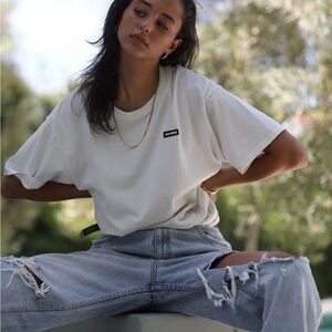 Joah Brown “Vintage Short Sleeve” CREWNECK T-Shirt Washed White Oversized Fit OS